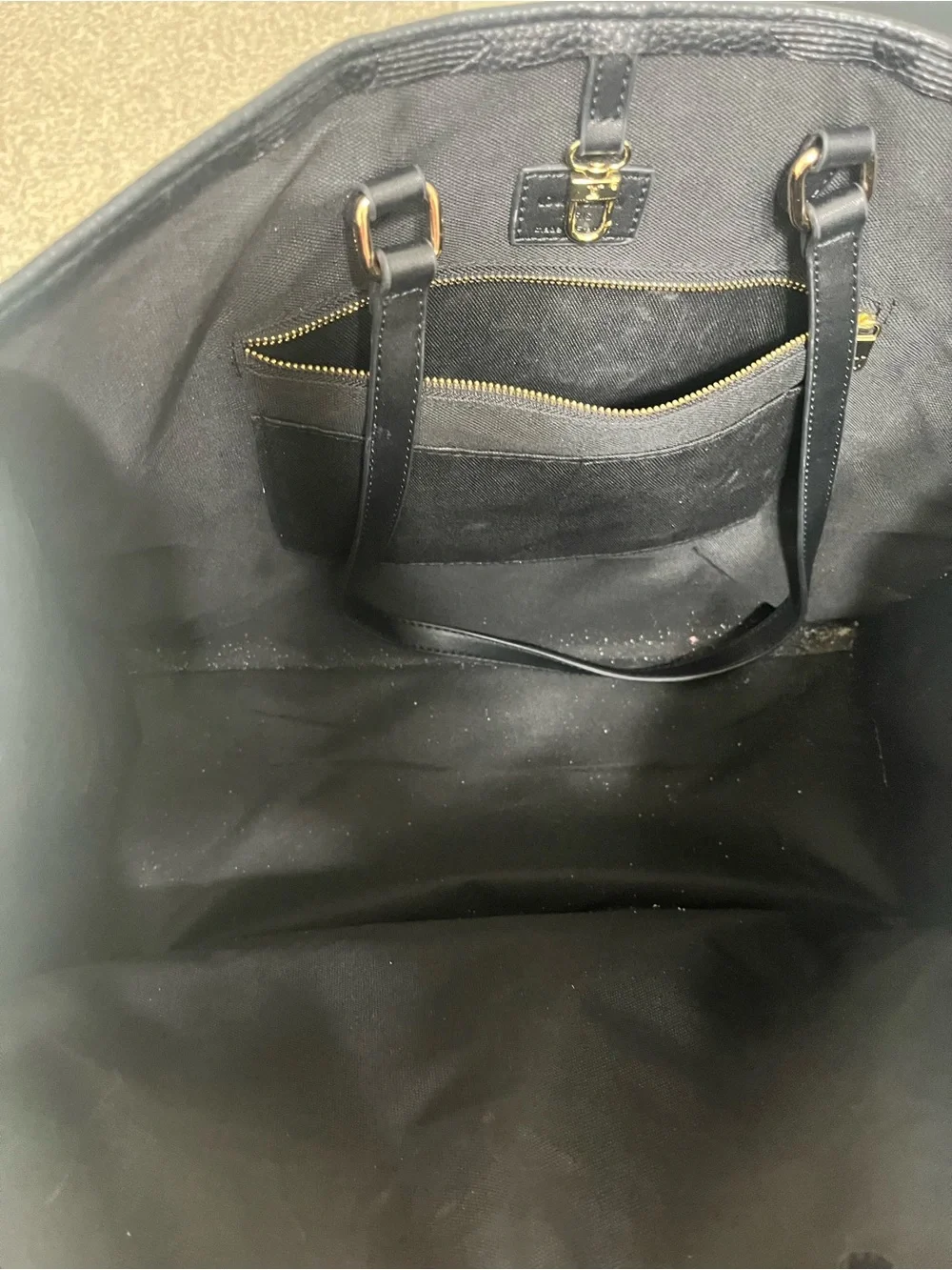 Black Monogram LV Embossed Messenger Tote